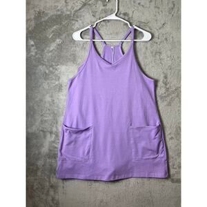 Lavender Romper Dress Skort Dress Tank Sleeveless Pockets Casual Outfit SM NEW